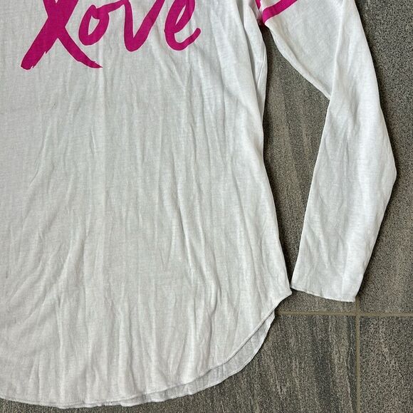 NWT Chaser “Love” Long Sleeve Tee Breast Cancer Awareness Pink Ribbon Graphic M - Picture 5 of 13